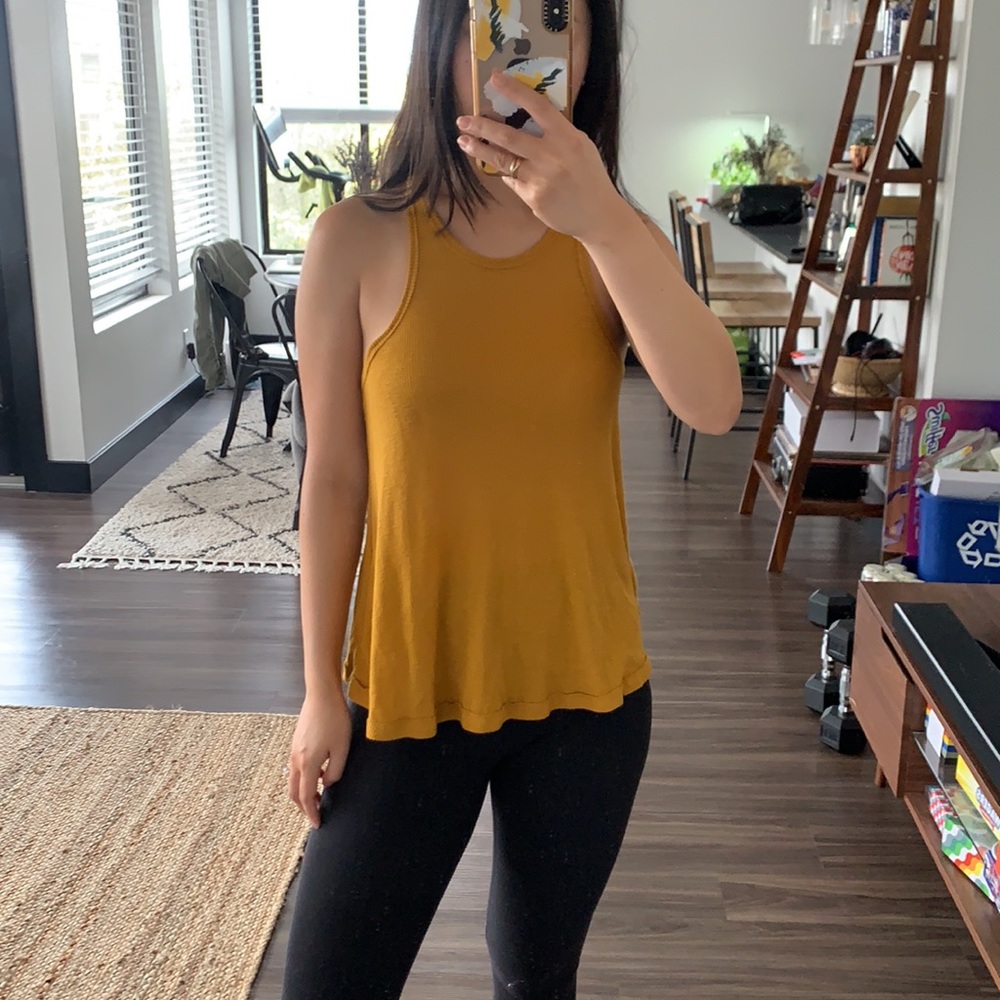 Free People Long Beach Tank Top in Mustard